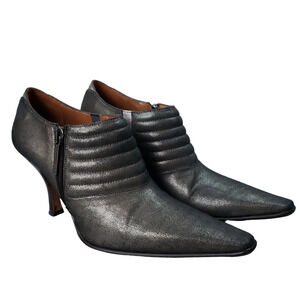 Donald J Pliner Women's Monica Taupe Pewter Metallic High Heel Booties Sz 6.5M